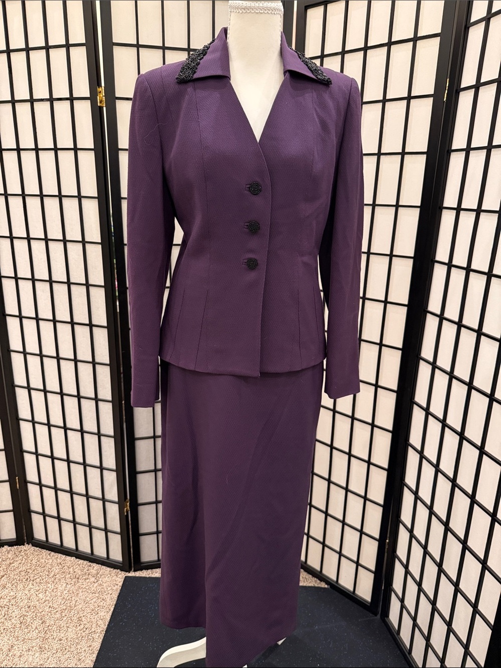 Women's Purple three Piece Skirt Suit